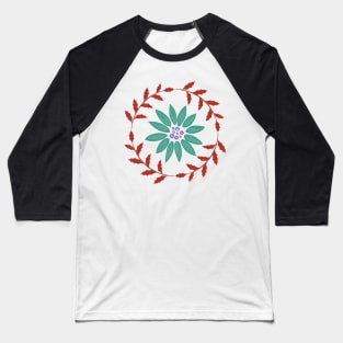 Folk Art Poinsettia Wreath Baseball T-Shirt